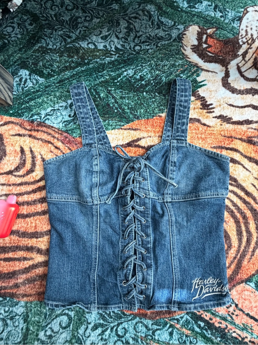 vintage Harley Davidson denim corset